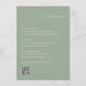 Sage Green Simple QR Code Modern Wedding エンクロージャーカード (正面)