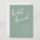 Sage Green Simple Script Bridal Brunch 招待状 (正面)