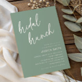 Sage Green Simple Script Bridal Brunch 招待状