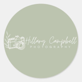  sage green Simple Small Business Logo Promotional ラウンドシール