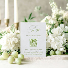 Sage Green & Sky Blue QRコードRSVPのカー結婚ド 出欠カード