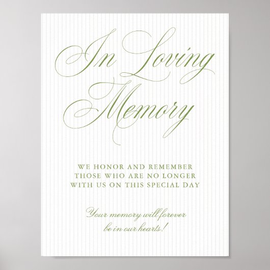 Sage Green & Soft Beige In Loving Memory Sign ポスター (正面)