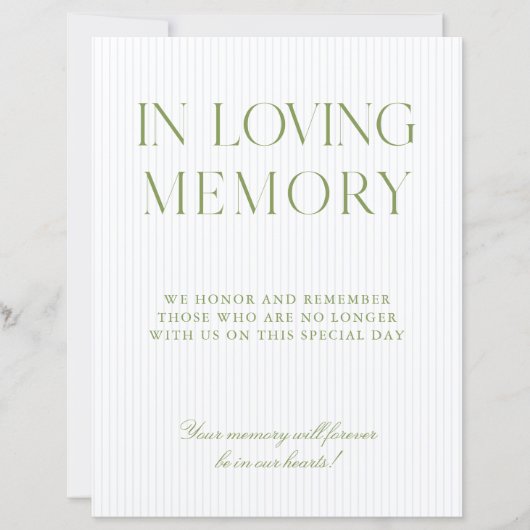 Sage Green & Soft Blue In Loving Memory Sign (正面)