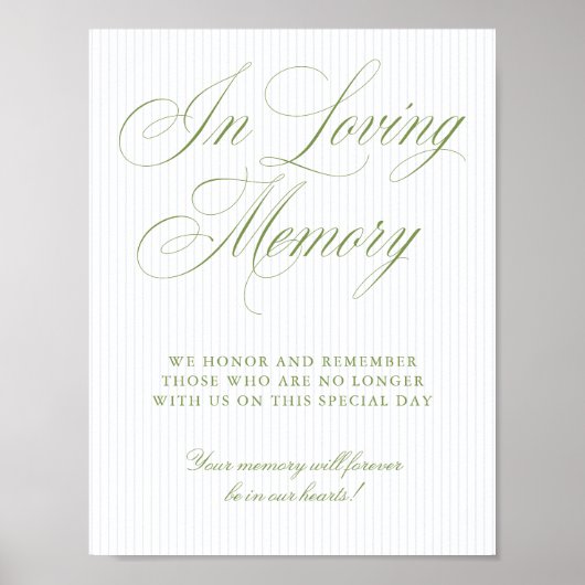 Sage Green & Soft Blue In Loving Memory Sign ポスター (正面)