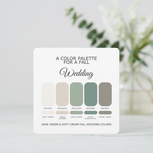 Sage Green Soft Cream Fall Wedding Palette Card 招待状 (スタンド正面)