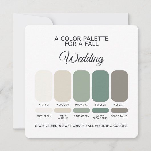 Sage Green Soft Cream Fall Wedding Palette Card 招待状 (正面)