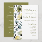 Sage Green & Soft Yellow Botanical Weddin プログラム (正面/裏面)