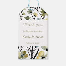 Sage Green & Soft Yellow Botanical Wedding ギフトタグ
