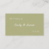 Sage Green & Soft Yellow Botanical Wedding プレイスカード (裏面)