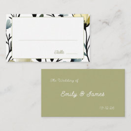 Sage Green & Soft Yellow Botanical Wedding プレイスカード