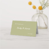Sage Green & Soft Yellow Botanical Wedding プレイスカード (裏面)