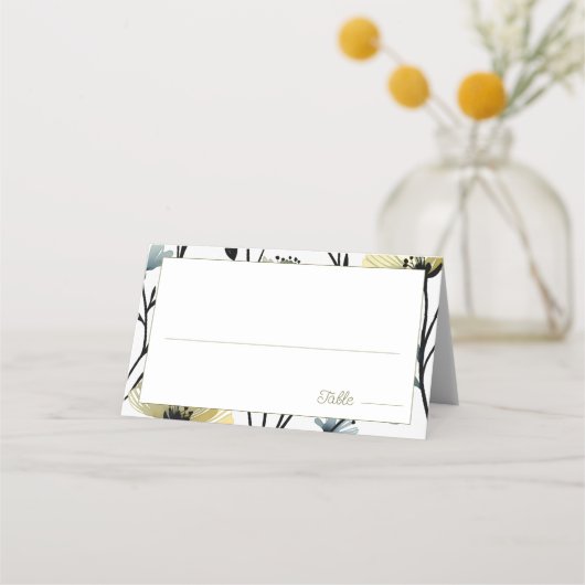 Sage Green & Soft Yellow Botanical Wedding プレイスカード (正面)