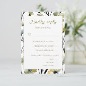 Sage Green & Soft Yellow Botanical Wedding 出欠カード (スタンド正面)