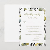 Sage Green & Soft Yellow Botanical Wedding 出欠カード (正面/裏面)