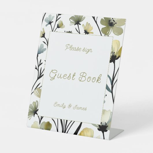 Sage Green & Soft Yellow Botanical Wedding 台座サイン (正面)