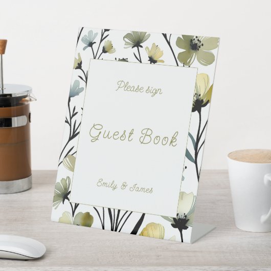 Sage Green & Soft Yellow Botanical Wedding 台座サイン (インサイチュ)