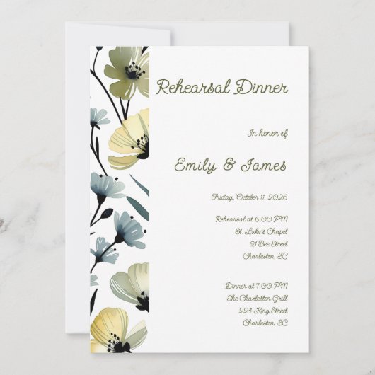 Sage Green & Soft Yellow Botanical Wedding 招待状 (正面)