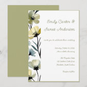 Sage Green & Soft Yellow Botanical Wedding 招待状 (正面/裏面)
