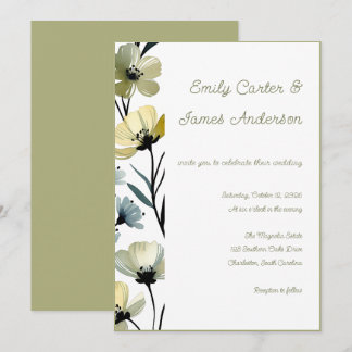 Sage Green & Soft Yellow Botanical Wedding 招待状