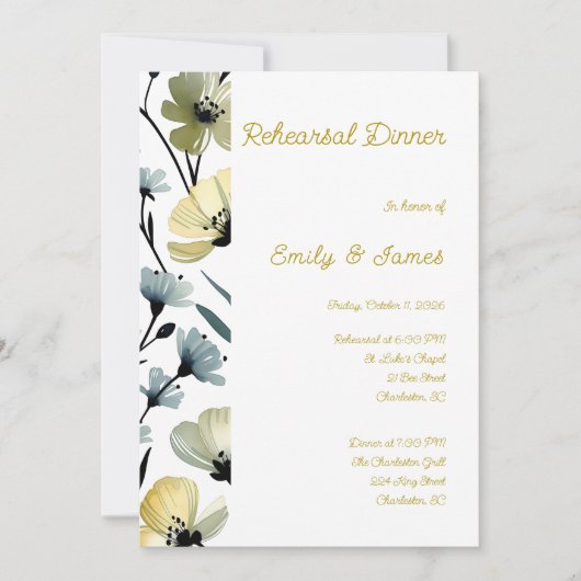 Sage Green & Soft Yellow Botanical Wedding 招待状 (正面)
