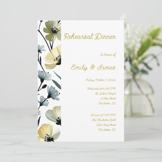 Sage Green & Soft Yellow Botanical Wedding 招待状 (スタンド正面)