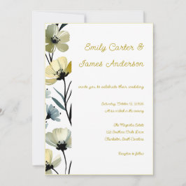 Sage Green & Soft Yellow Botanical Wedding 招待状