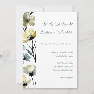 Sage Green & Soft Yellow Botanical Wedding 招待状