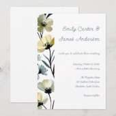 Sage Green & Soft Yellow Botanical Wedding 招待状 (正面/裏面)
