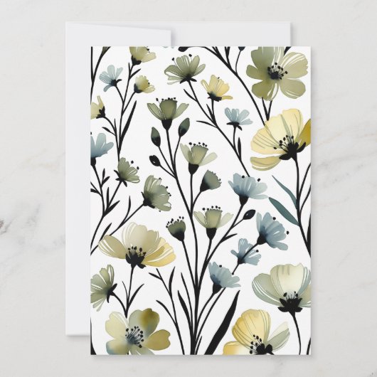 Sage Green & Soft Yellow Botanical Wedding 招待状 (裏面)