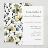 Sage Green & Soft Yellow Botanical Wedding 招待状 (正面/裏面)