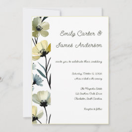 Sage Green & Soft Yellow Botanical Wedding 招待状