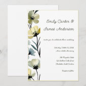 Sage Green & Soft Yellow Botanical Wedding 招待状 (正面/裏面)