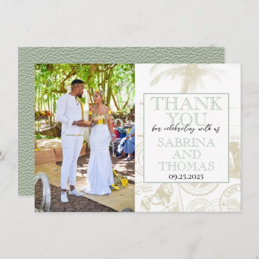 Sage Green South Africaの写真結婚ありがとう サンキューカード (正面/裏面)