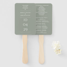  sage green special date wedding program ハンドファン