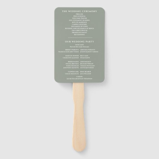  sage green special date wedding program ハンドファン (裏面)