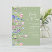 Sage Green Spring Baby in Bloom ベビーシャワー 招待状 (スタンド正面)