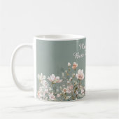 Sage Green Spring Floral Teacher Elegant Script コーヒーマグカップ (左)