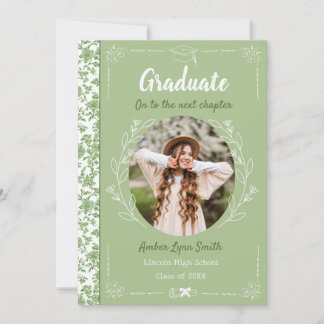 Sage Green Story Book Graduation 招待状