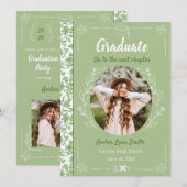Sage Green Story Book Graduation 招待状 (正面/裏面)