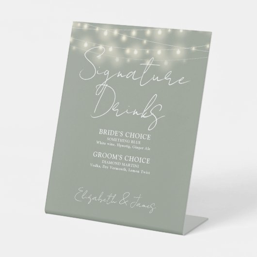 Sage Green Stringエレガント Lightsシグネチャードリンク 台座サイン (正面)
