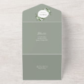 Sage Green String素朴 Lightsフローラ結婚の オールインワン招待状 (外側)