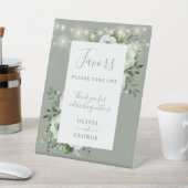 Sage Green String Lightsフローラ結婚式の引き出物 台座サイン (インサイチュ)