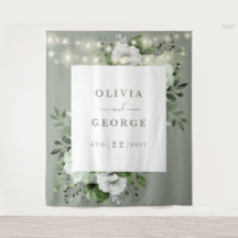 Sage Green String Lightsフローラ背景