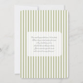 Sage Green Stripe Baby Shower Invitation 招待状 (裏面)