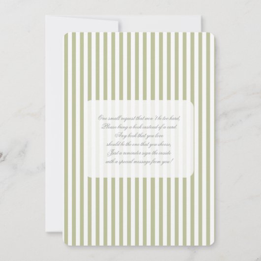 Sage Green Stripe Baby Shower Invitation 招待状 (裏面)