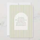 Sage Green Stripe Baby Shower Invitation 招待状 (裏面)