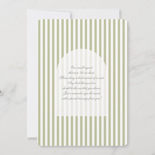 Sage Green Stripe Baby Shower Invitation 招待状 (裏面)
