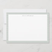 Sage Green Stripe Preppy Classic Personalized Name ノートカード (正面)