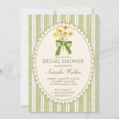 Sage green stripe retro elegant bridal shower 招待状 (正面)