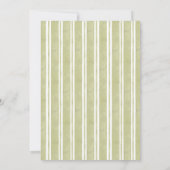 Sage green stripe retro elegant bridal shower 招待状 (裏面)